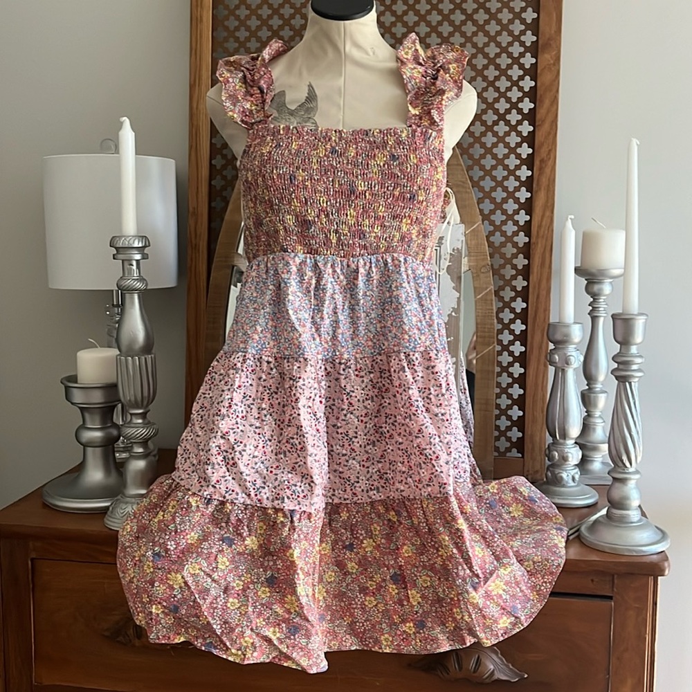 Umgee Floral Mixed Print Dress size Large